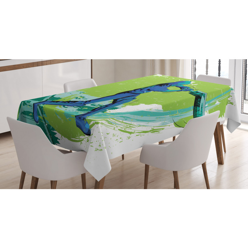 Cricket Player Pitching Tablecloth