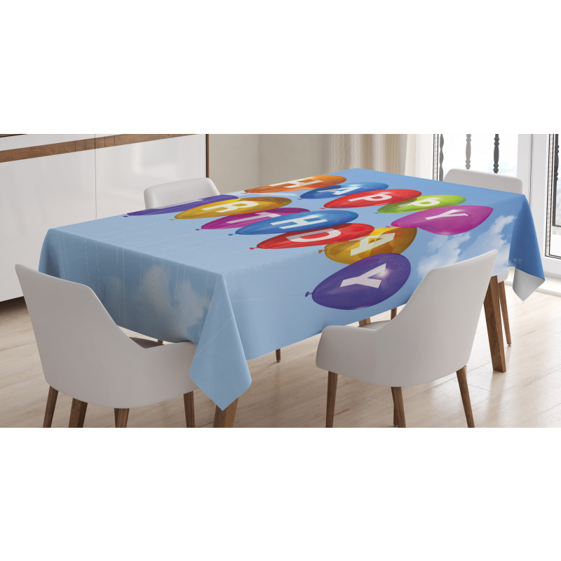 Balloons Letters Sky Tablecloth