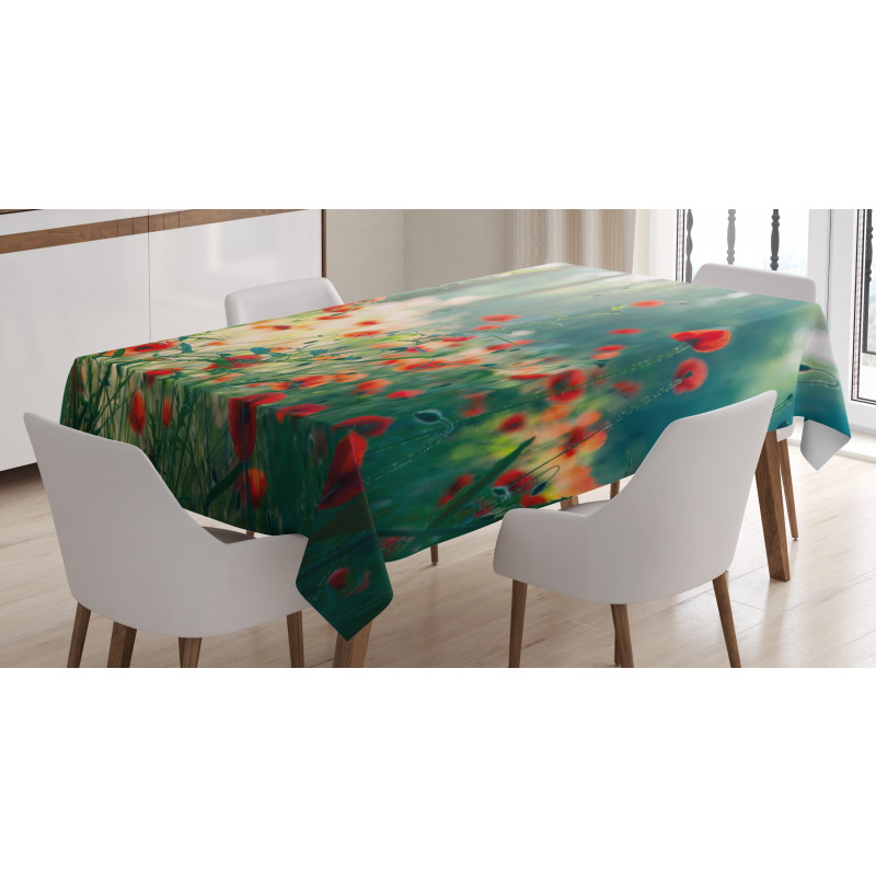 Wild Red Poppy Field Tablecloth