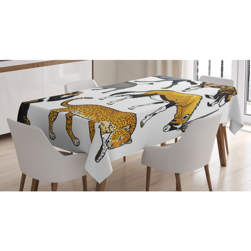 Cartoon Wild Animals Africa Tablecloth