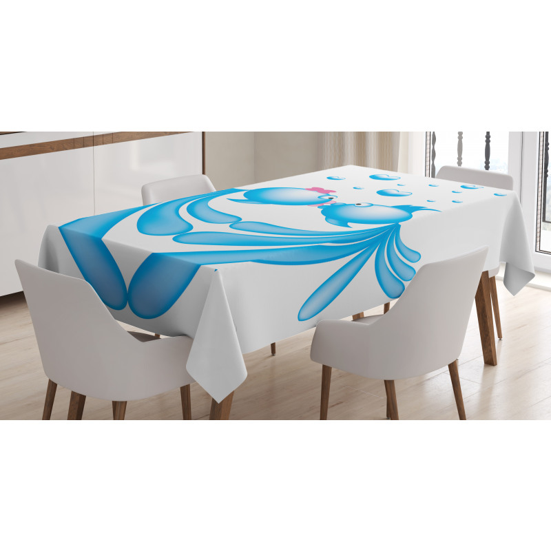 Blue Cartoon Fishes Heart Tablecloth