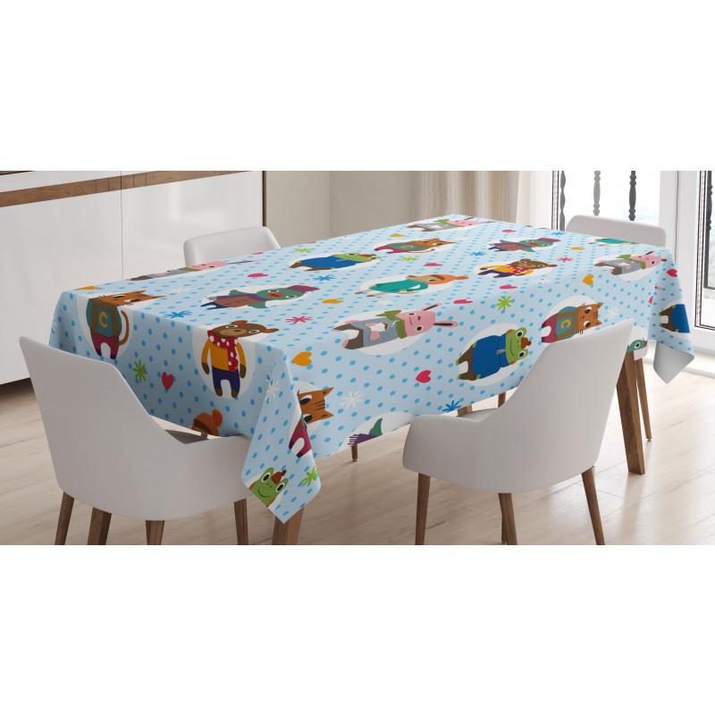 Animals Winter Clothing Tablecloth