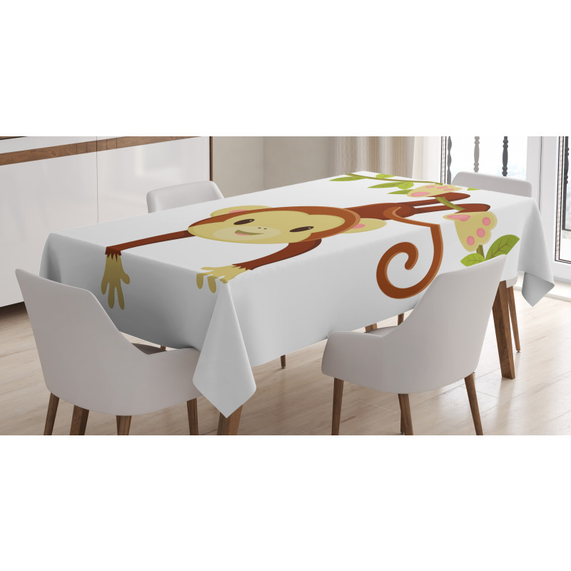 Cartoon Monkey on Liana Tablecloth