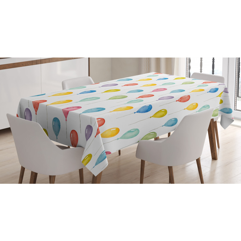 Flying Watercolor Balloons Tablecloth
