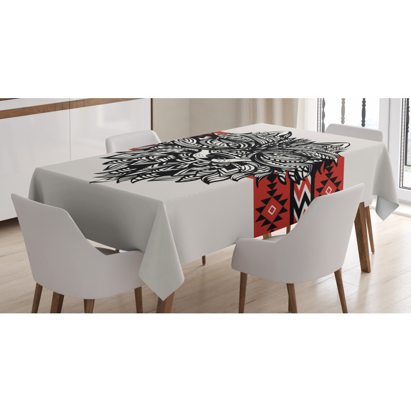 Tattoo Style Animal Face Tablecloth