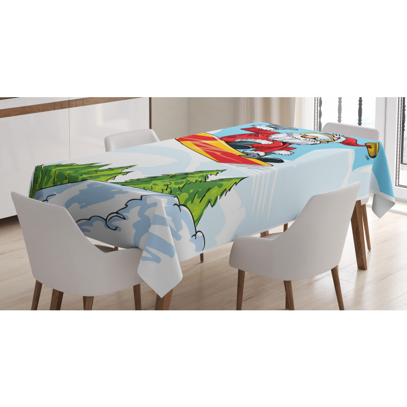 Jump on Snowboard Pines Tablecloth