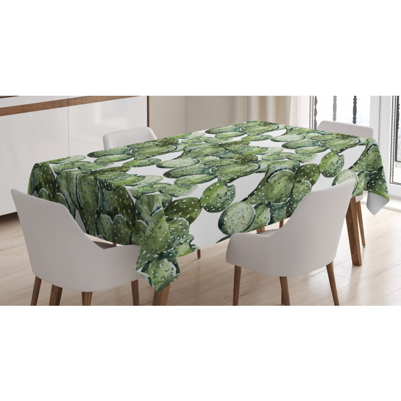 Opuntia Plant Watercolor Tablecloth
