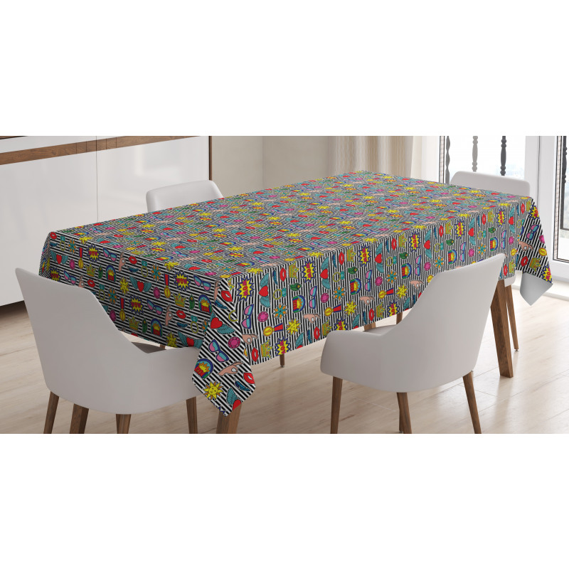 Quirky Cartoon Striped Tablecloth
