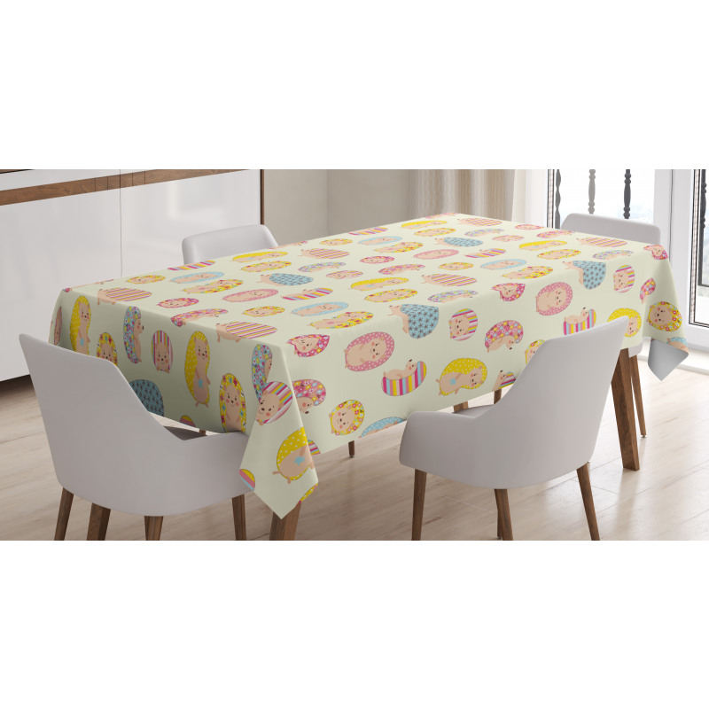 Dotted Floral Striped Tablecloth