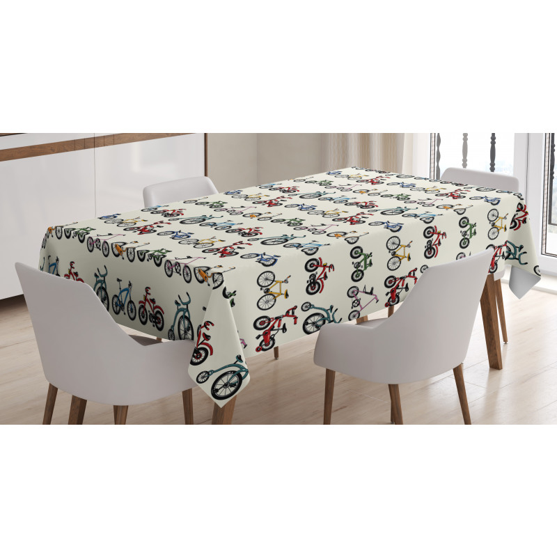 Colorful Bicycles Pattern Tablecloth