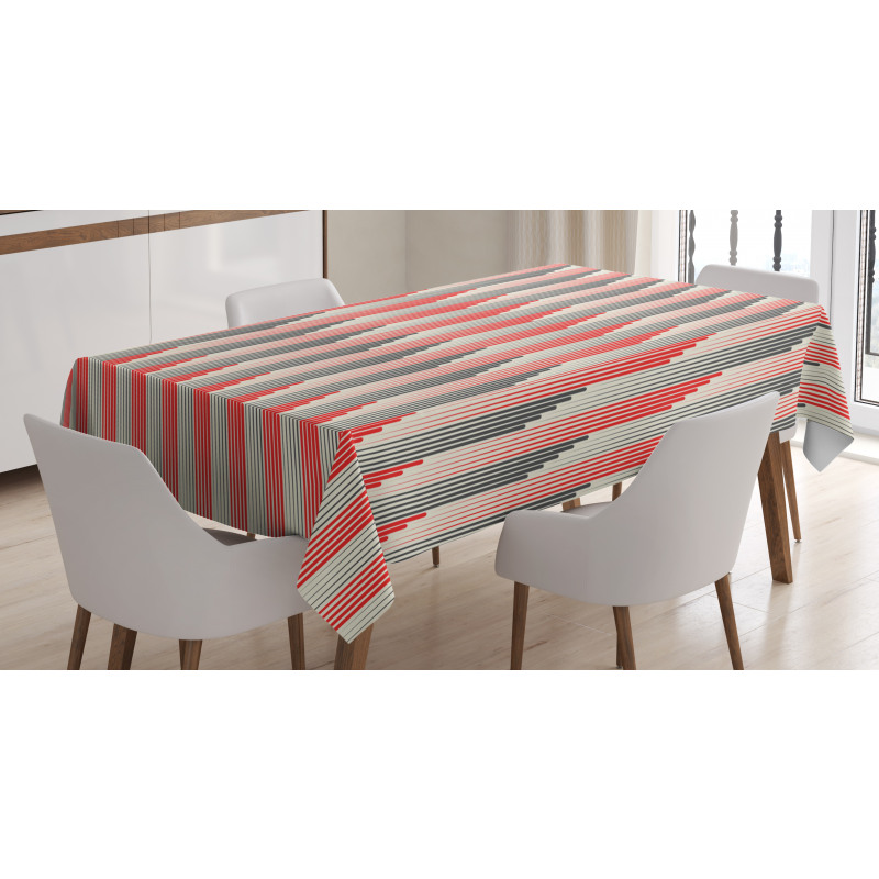 Retro Bicolor Striped Tablecloth