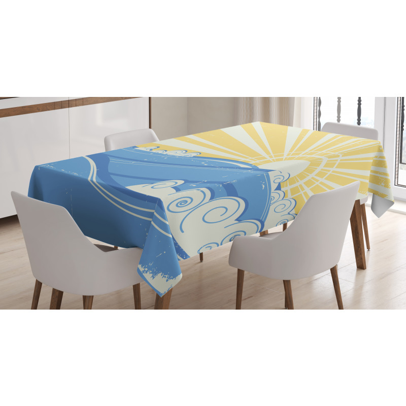 Vintage Waves with Sun Tablecloth