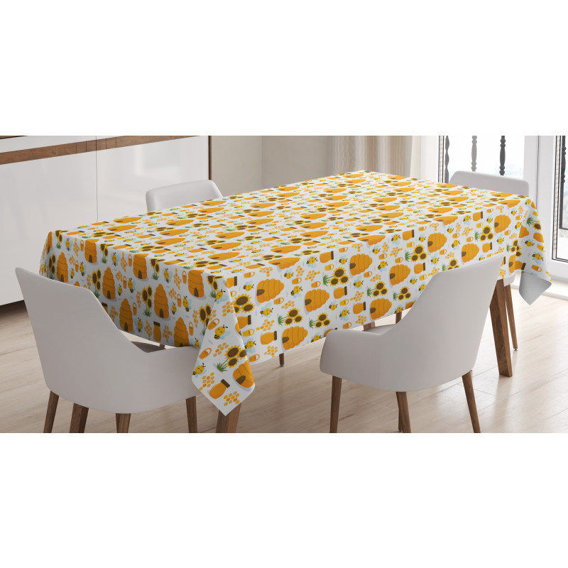 Smiling Honeybees and Jars Tablecloth