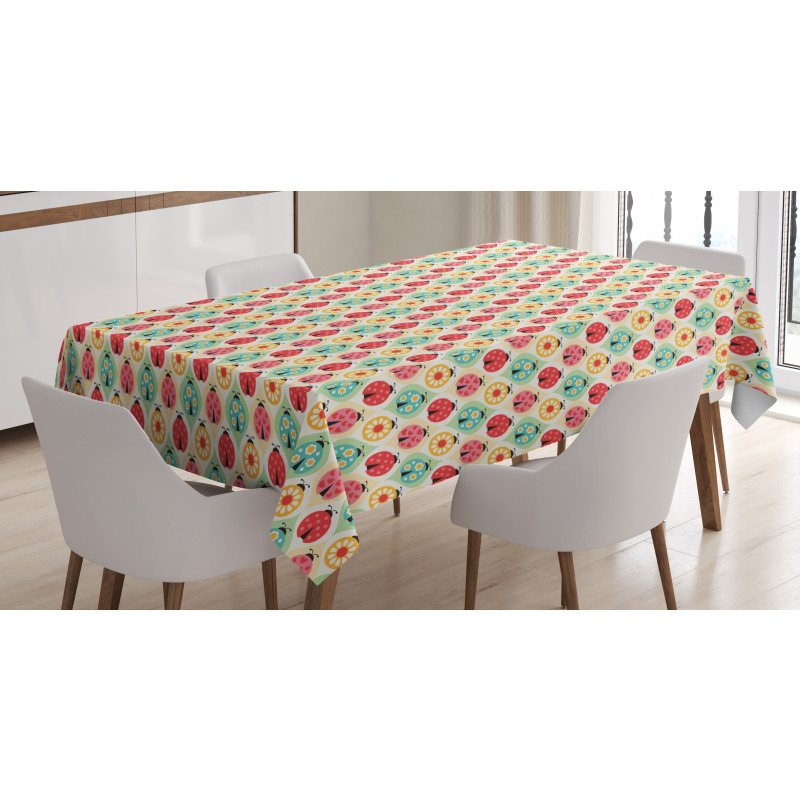 Cartoon Insect Floral Tablecloth