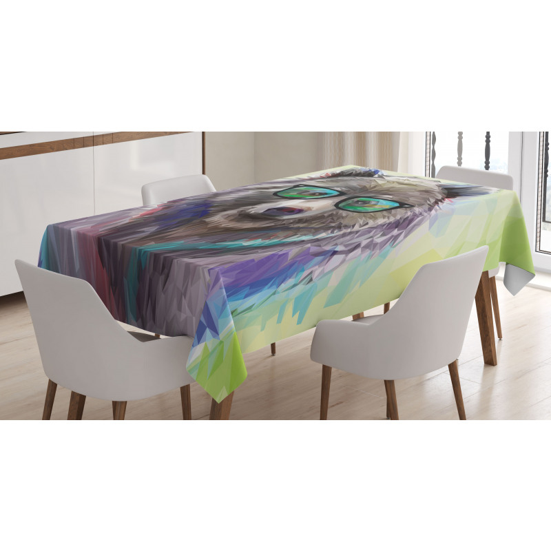 Colored Wild Bear Art Tablecloth