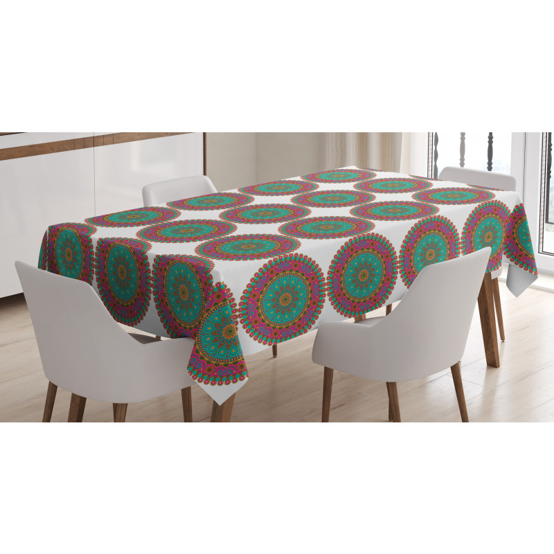 Colorful Curly Motif Tablecloth