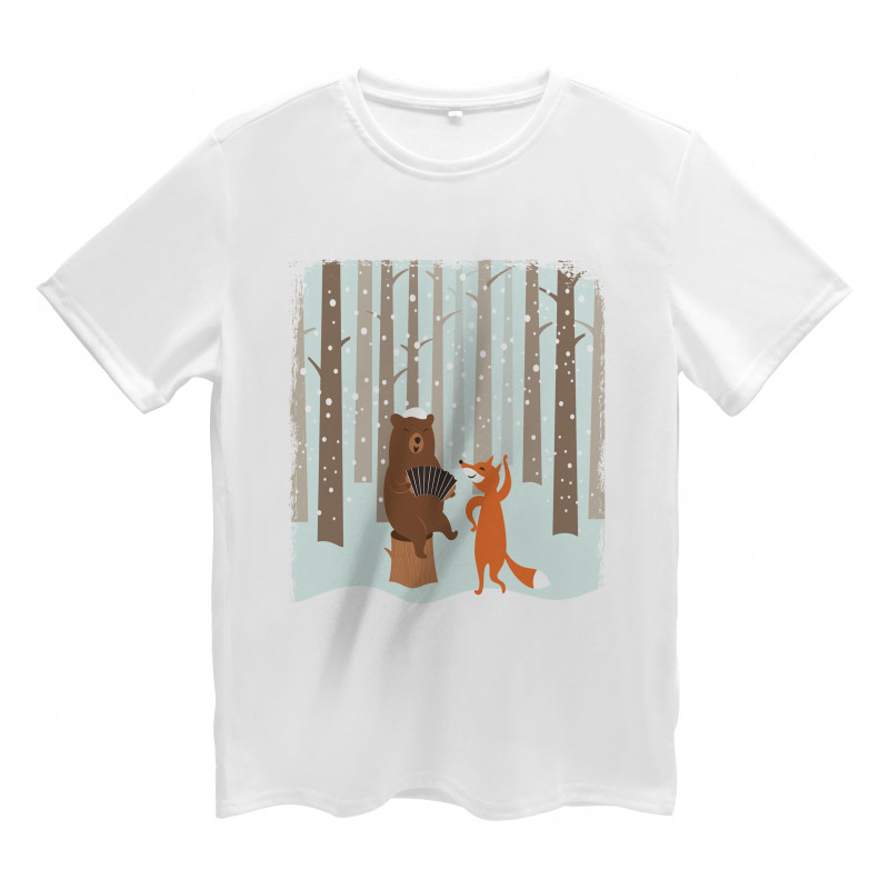 Bear with Accordion Fox Men's T-Shirt