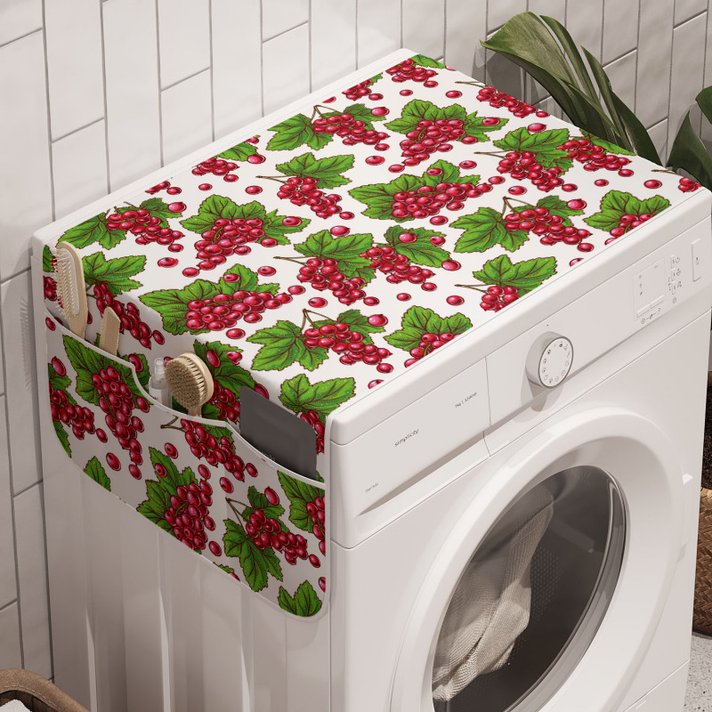 Meyveler Çamaşır Makinesi Düzenleyici Kırmızı Üzüm Desenli