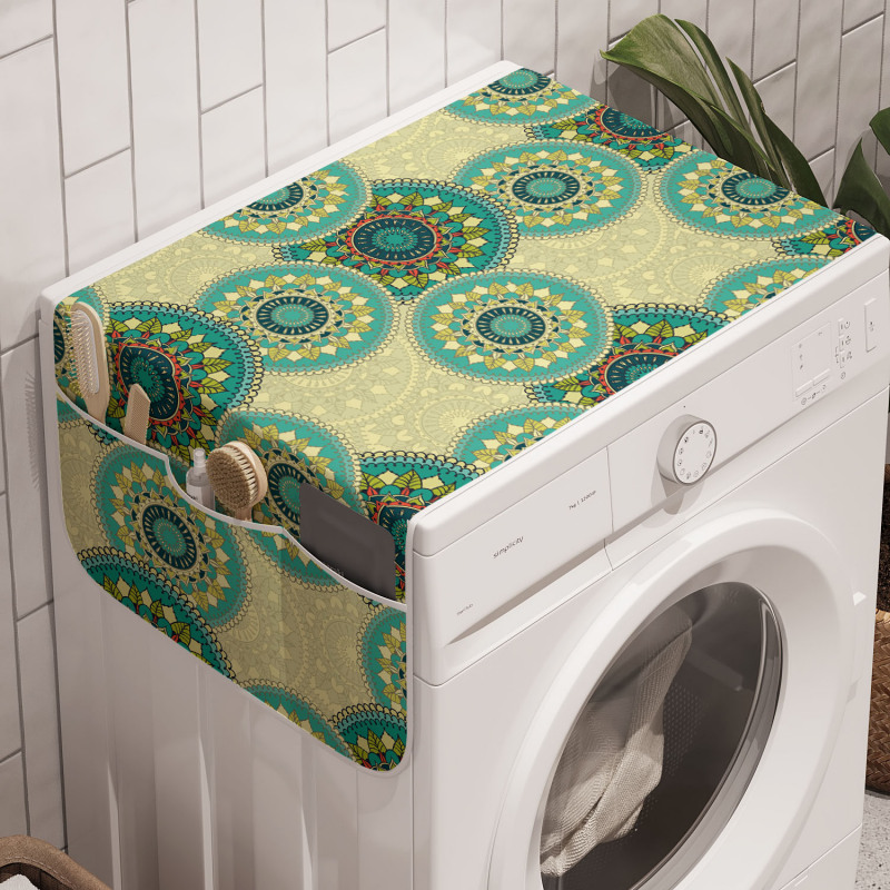 Mandala Çamaşır Makinesi Düzenleyici Etrafı Yapraklı Özel Mistik Figürler Desen