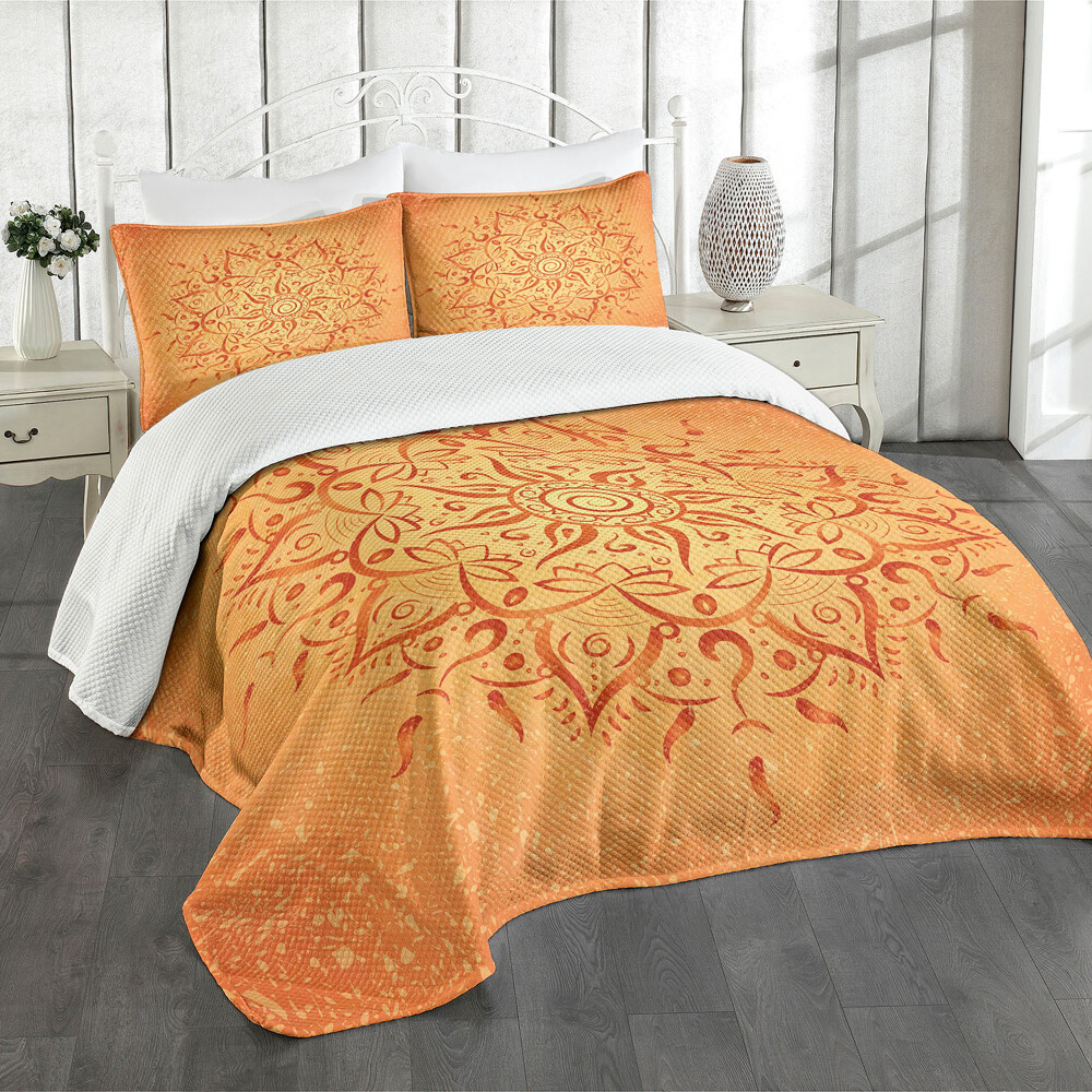 Lotus Tagesdecke Set Orange Mandala