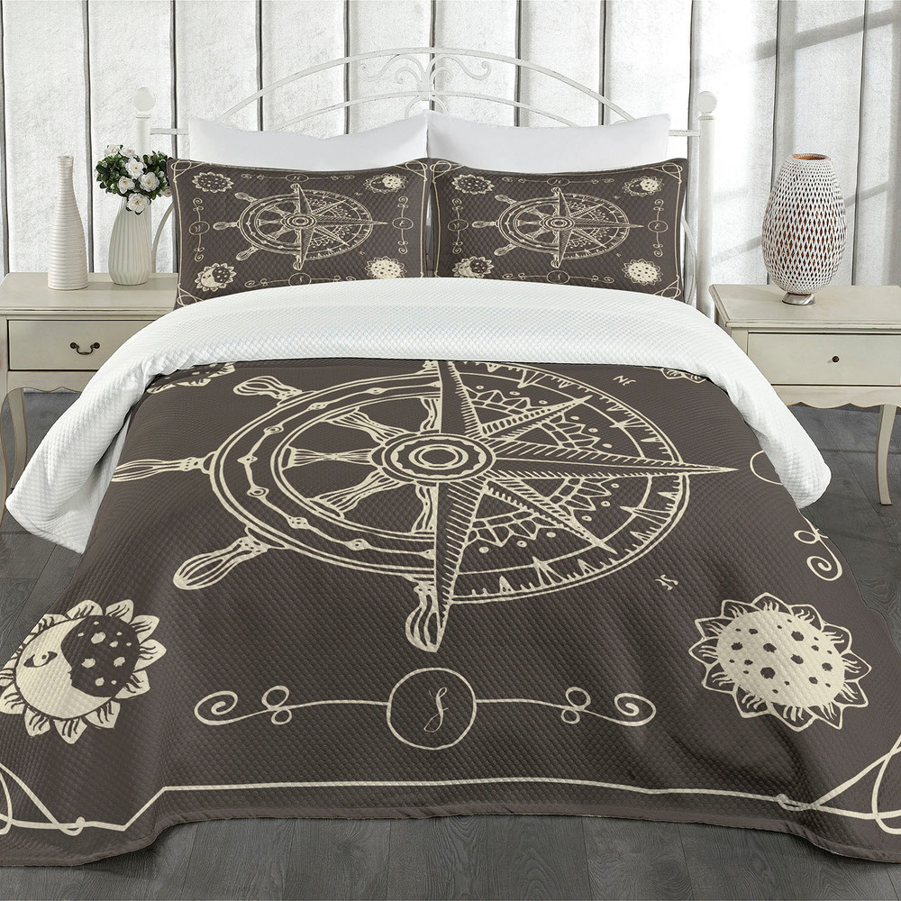 Nautisch Tagesdecke Set Maritime Themed Compass - Bild 3 von 12