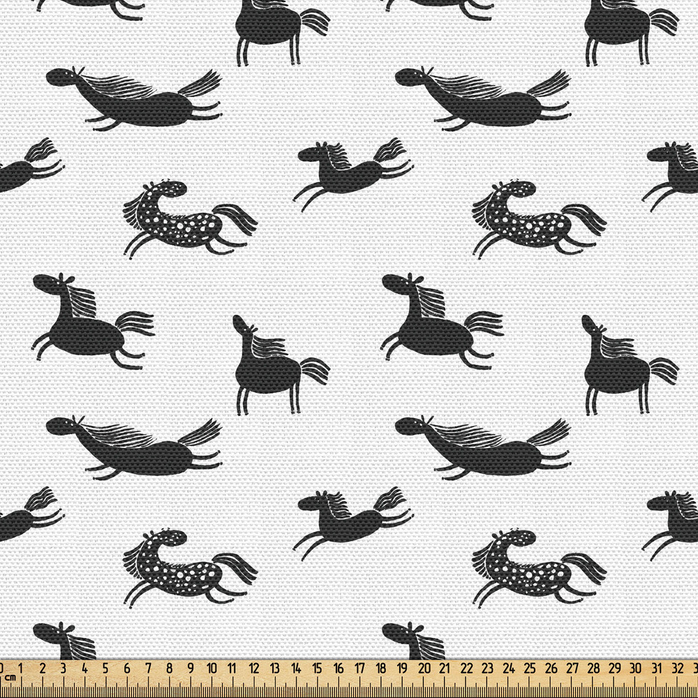 Horses Fabric by yard polyester Doodle Equidae Pattern
