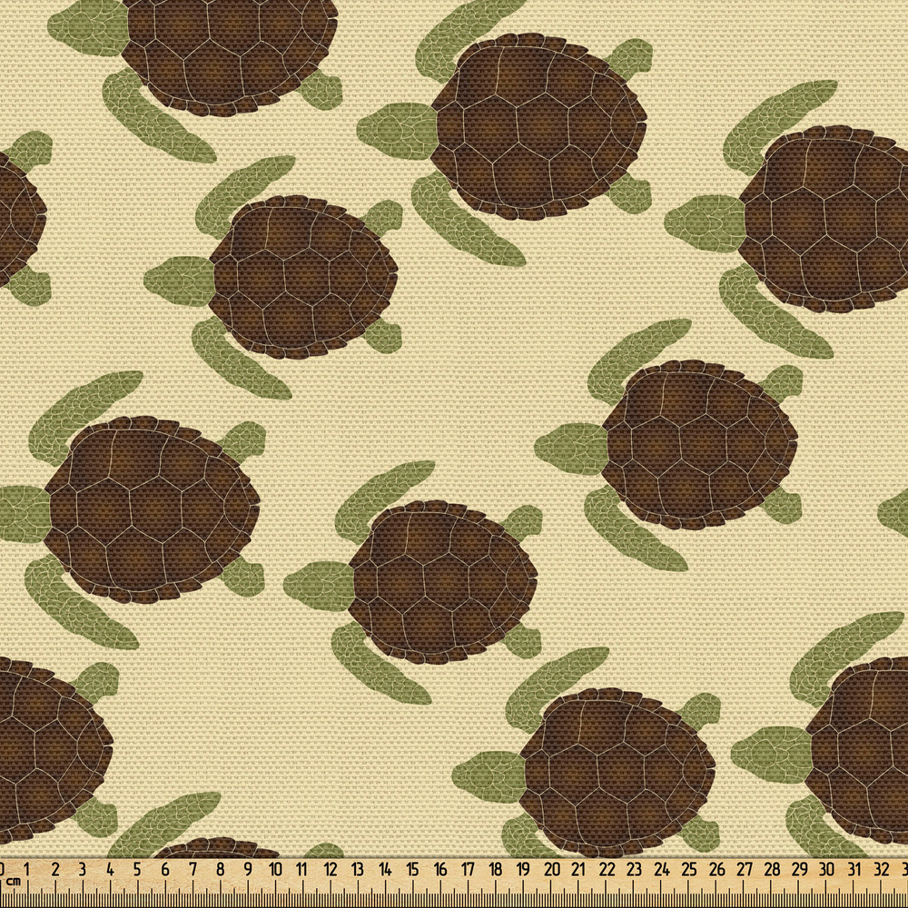 Turtle Fabric by yard polyester Swimming Animal Shells