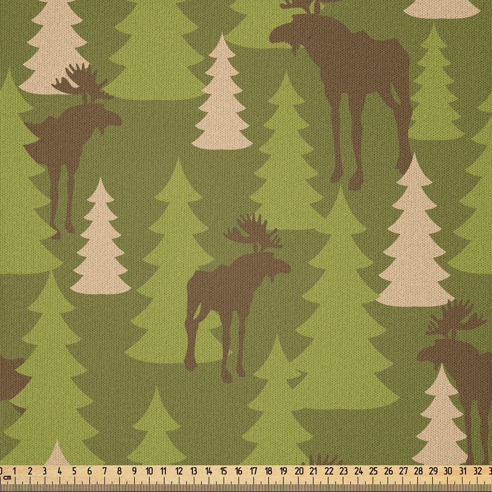 Deer Fabric by Yard Microfiber Forest Creatures Moose