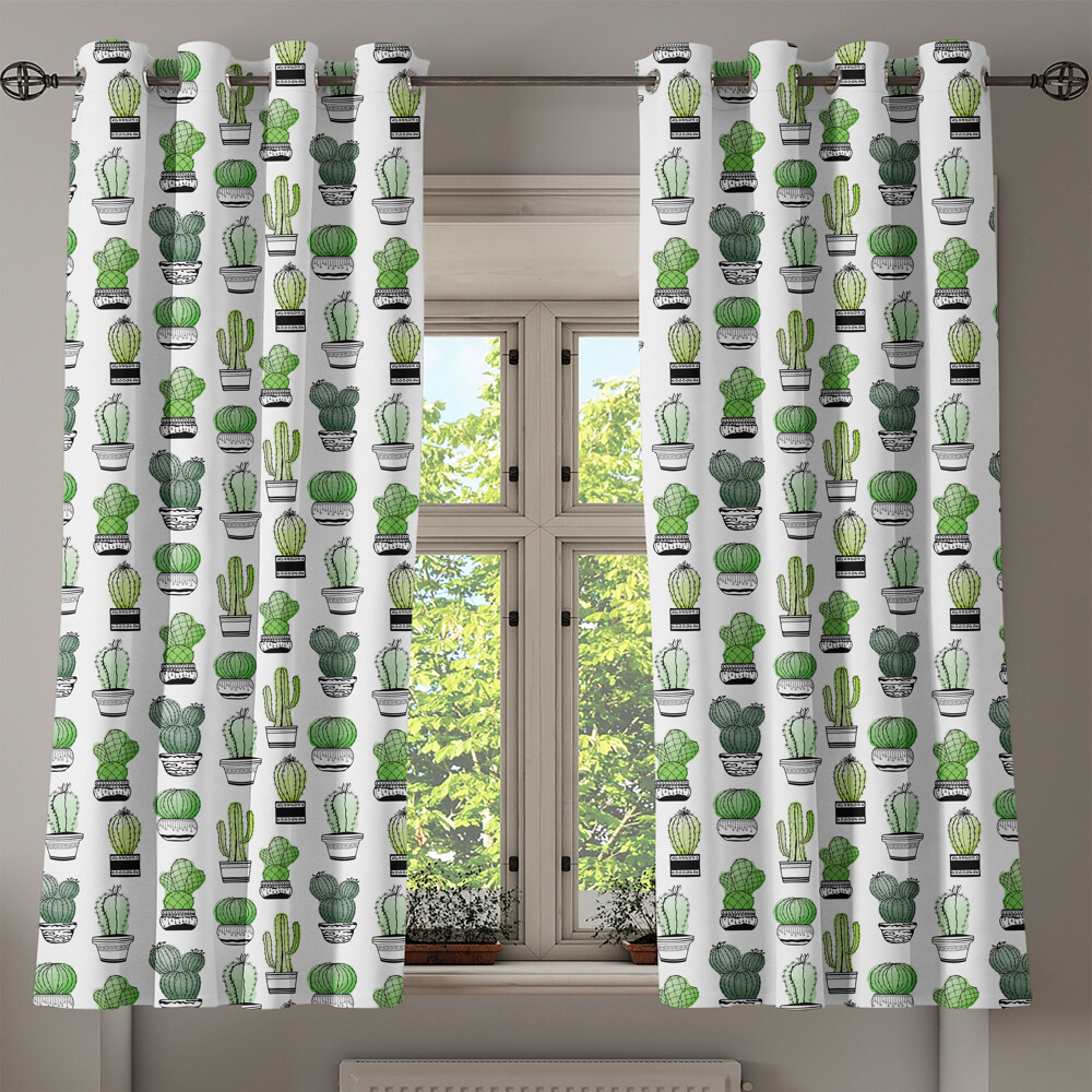 Kaktus 2-Panel-Fenstervorhnge Latino-Laub-Muster 280x175cm | eBay.de