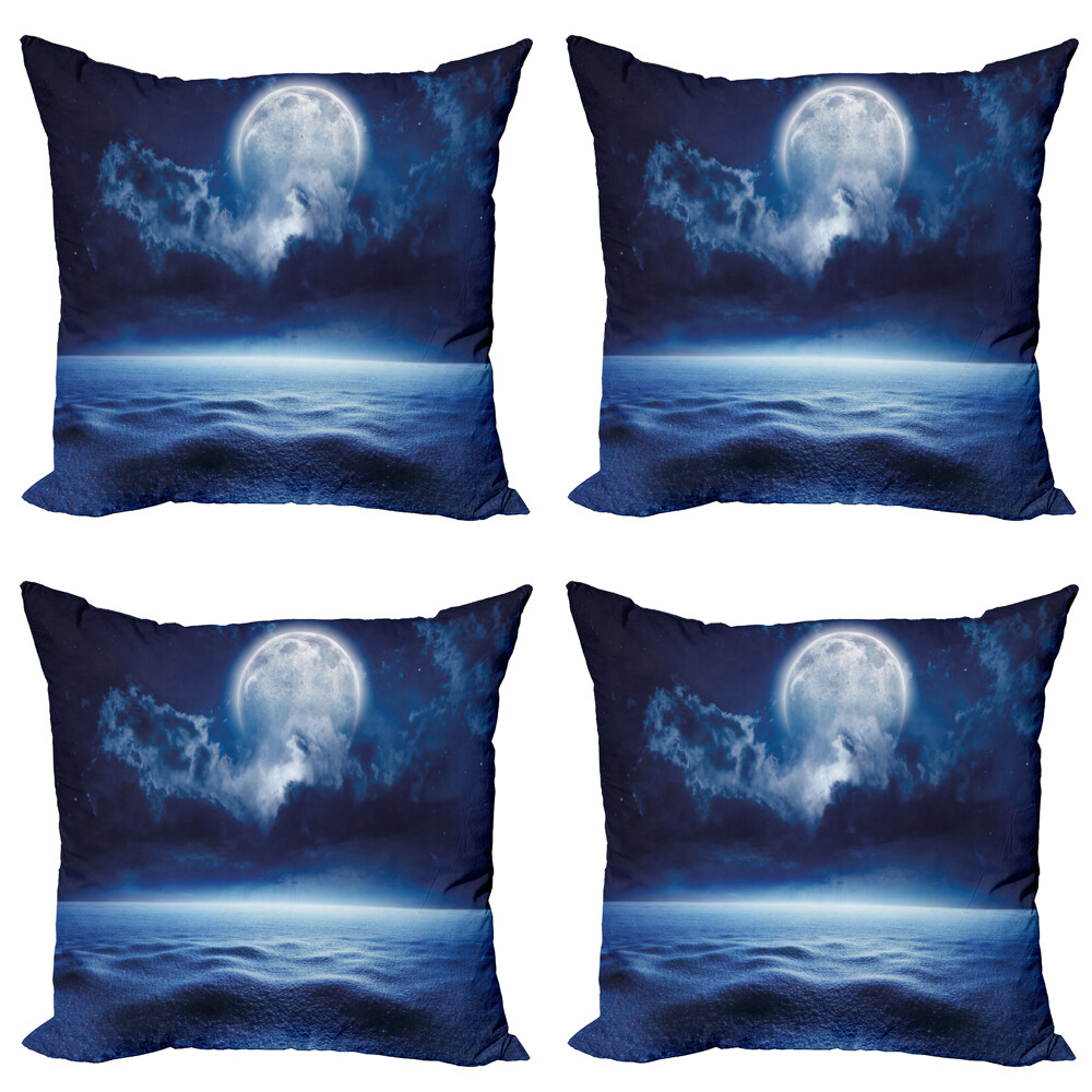 Moon Throw Pillow Covers Pack of Full Moon and Calm Sea UK