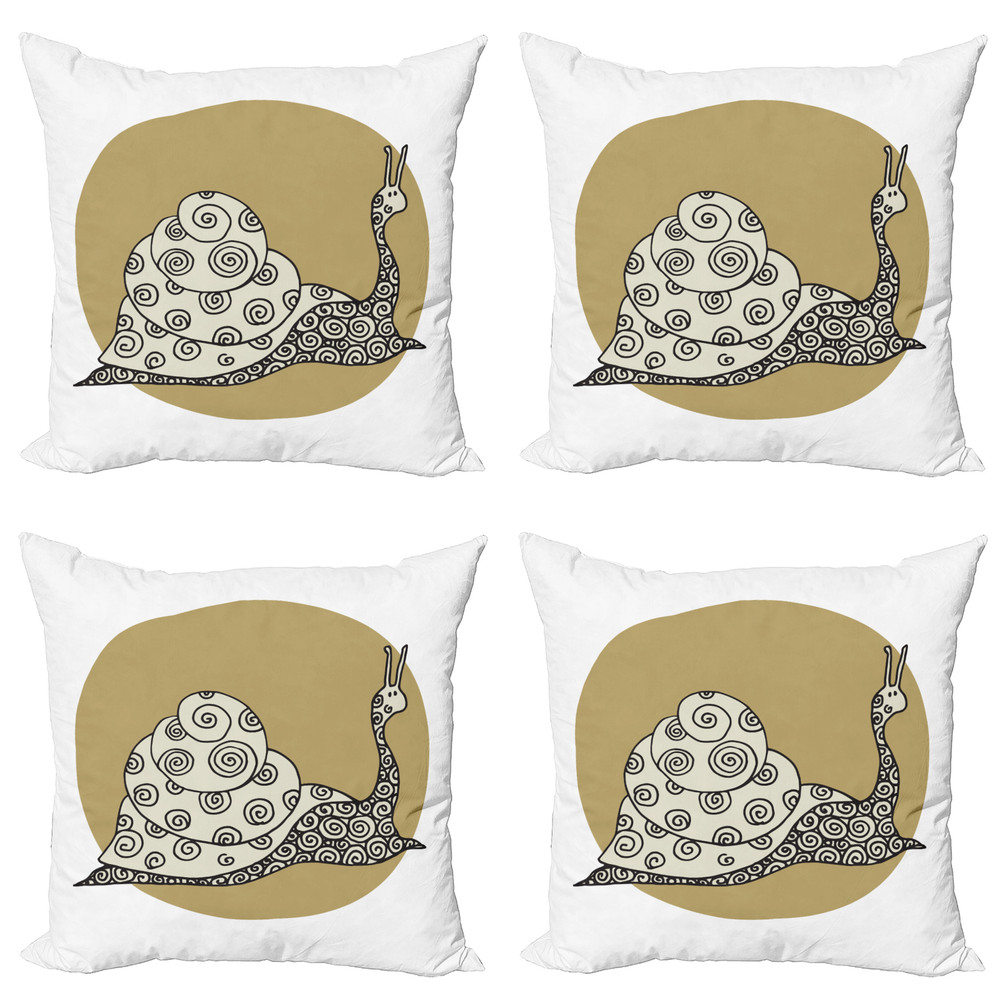 Snail Throw Pillow Covers Pack of Slug with Antennas Pattern