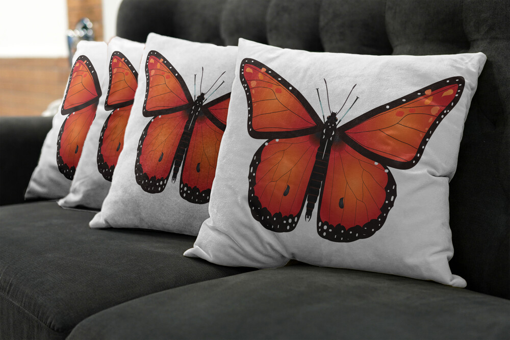 Butterfly Throw Pillow Covers Pack of Big Monarch Breed Moth