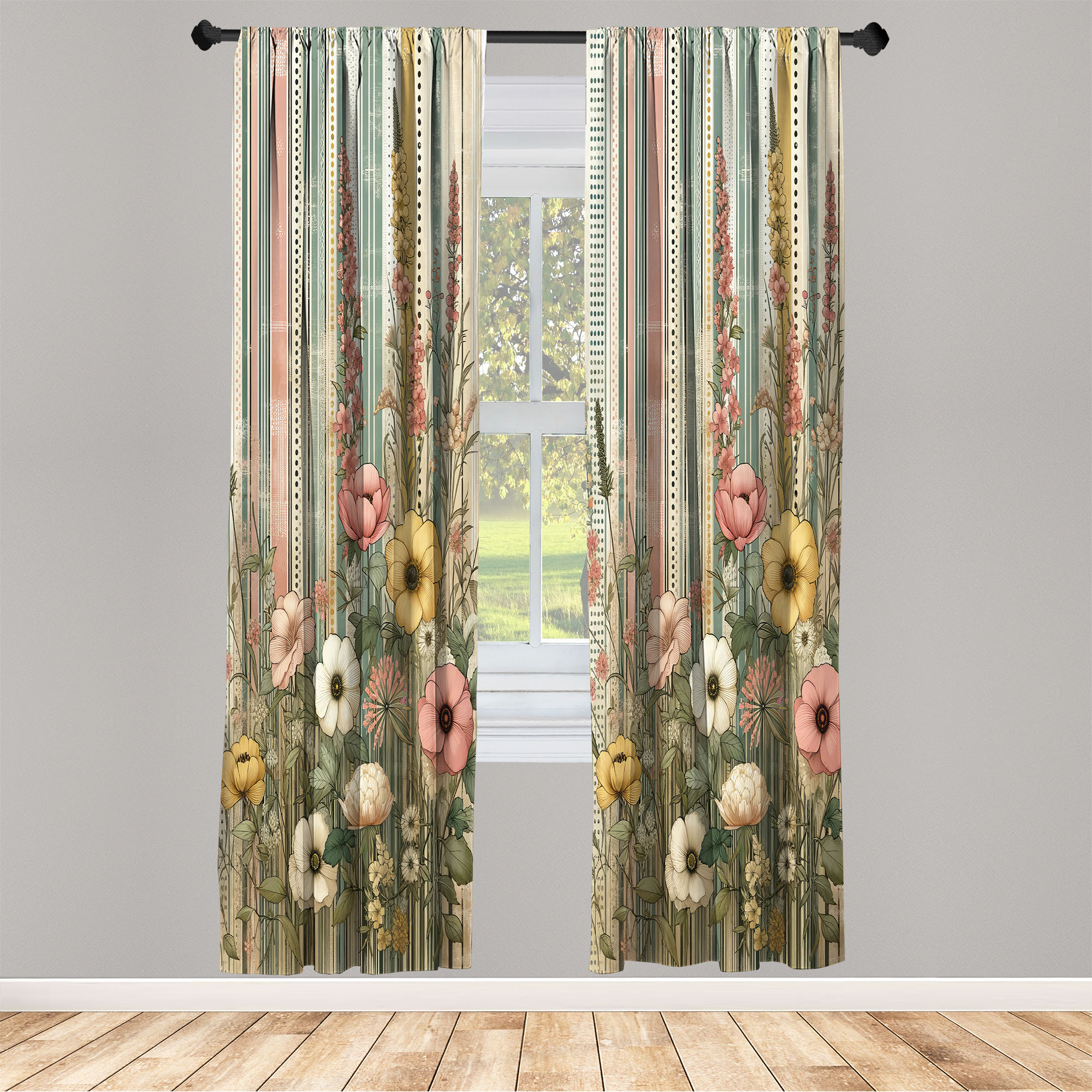 Ambesonne Paisley Curtains Window Treatments 2 Panel Set for Living Room Bedroom - 第 8/37 張圖片