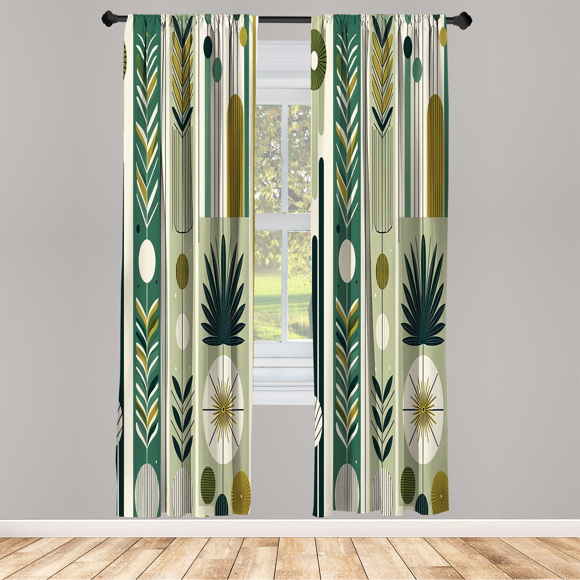 Ambesonne Neutral Curtains Window Treatments 2 Panel Set for Living Room Bedroom