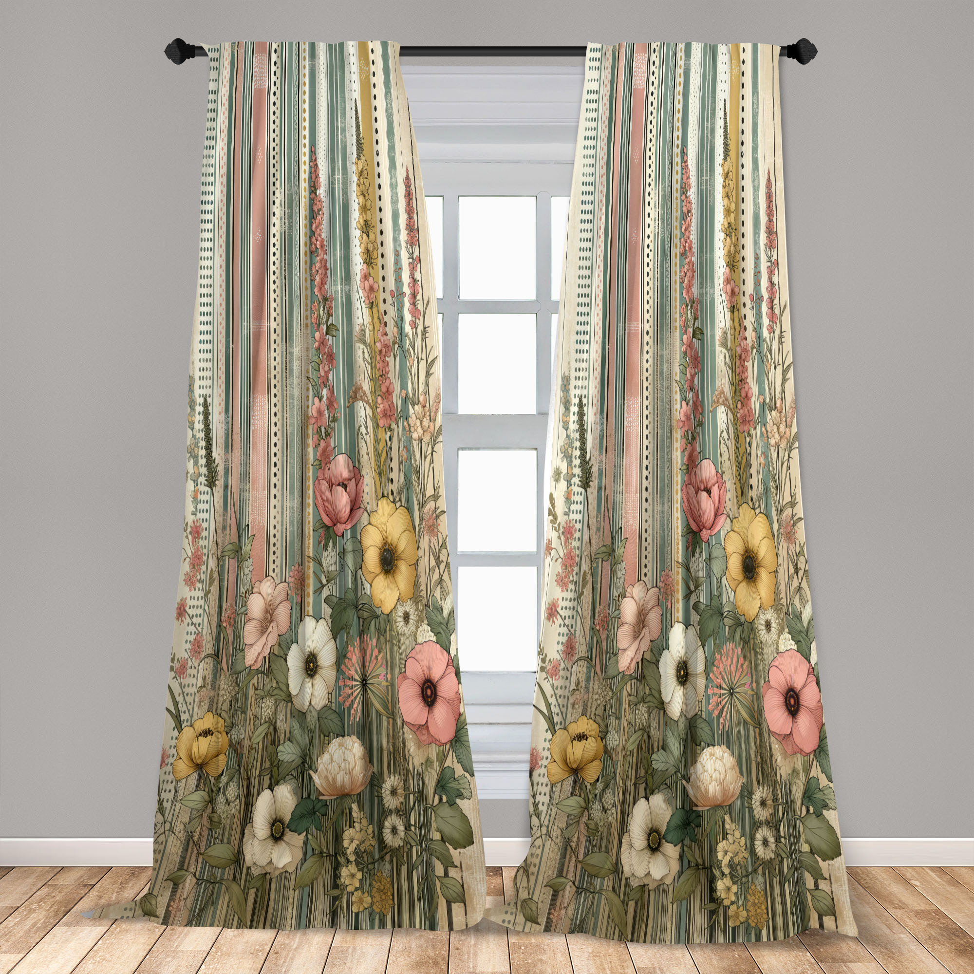 Ambesonne Paisley Curtains Window Treatments 2 Panel Set for Living Room Bedroom - 第 10/37 張圖片