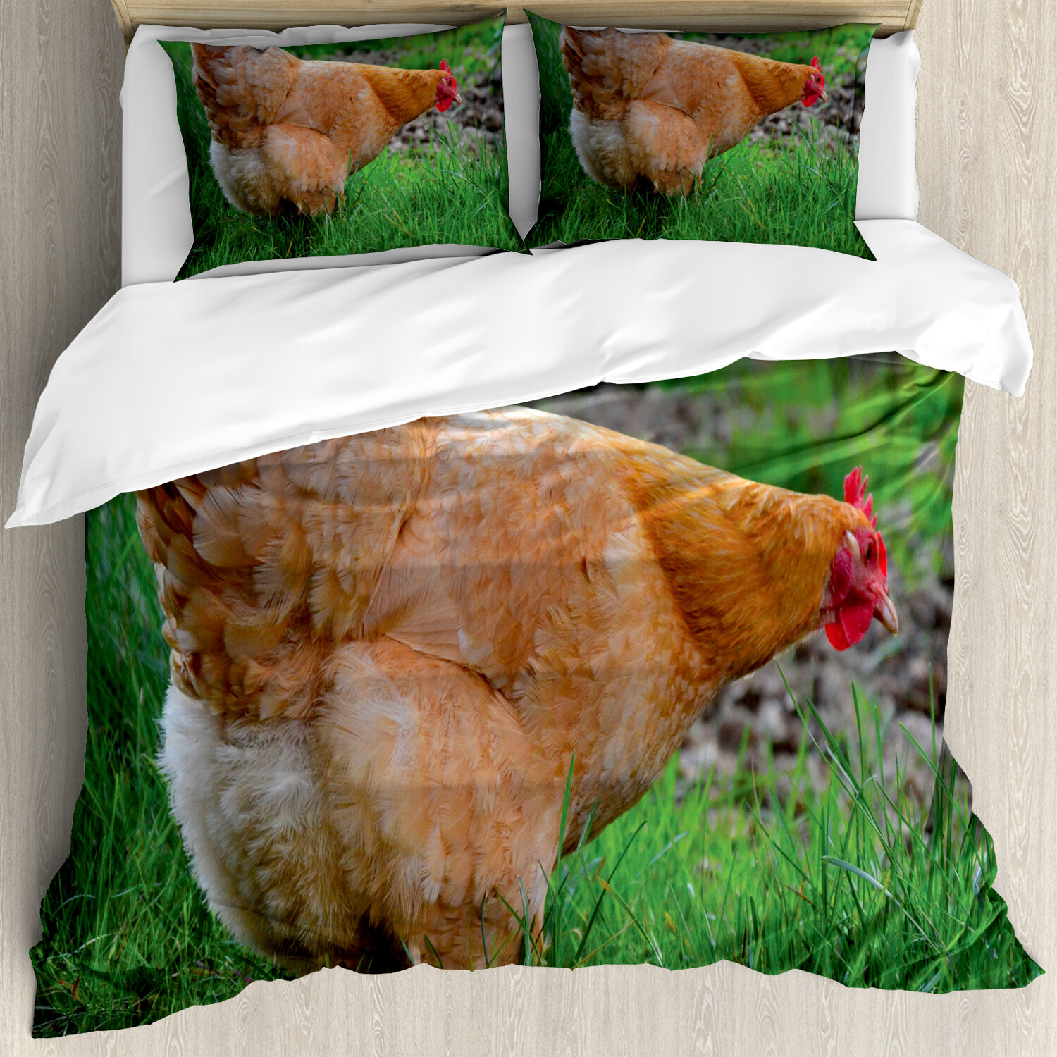 Henne Bettwäsche Set Huhn auf Gras Farm Foto