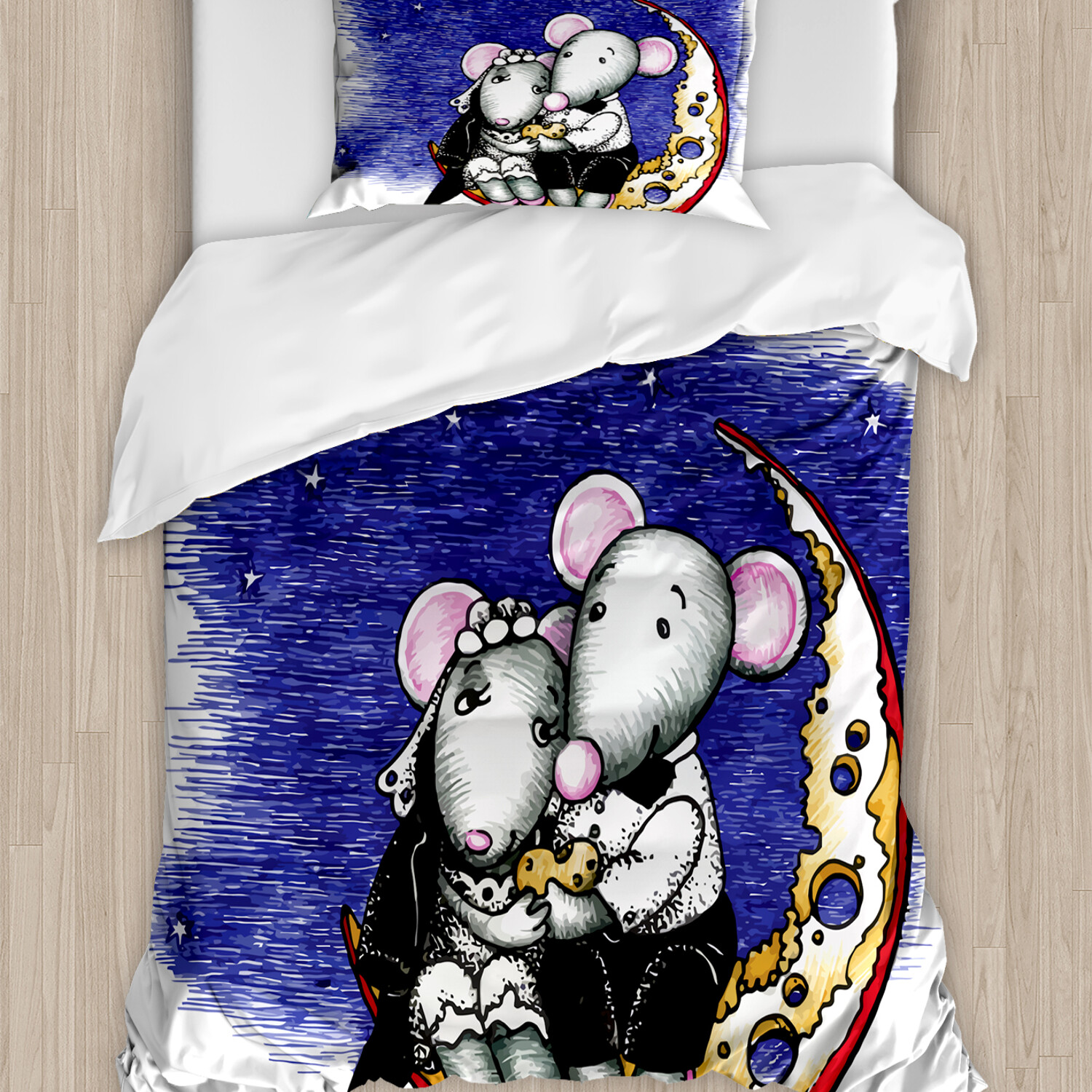 Maus Bettwäsche Set Valentines Paar Hochzeit