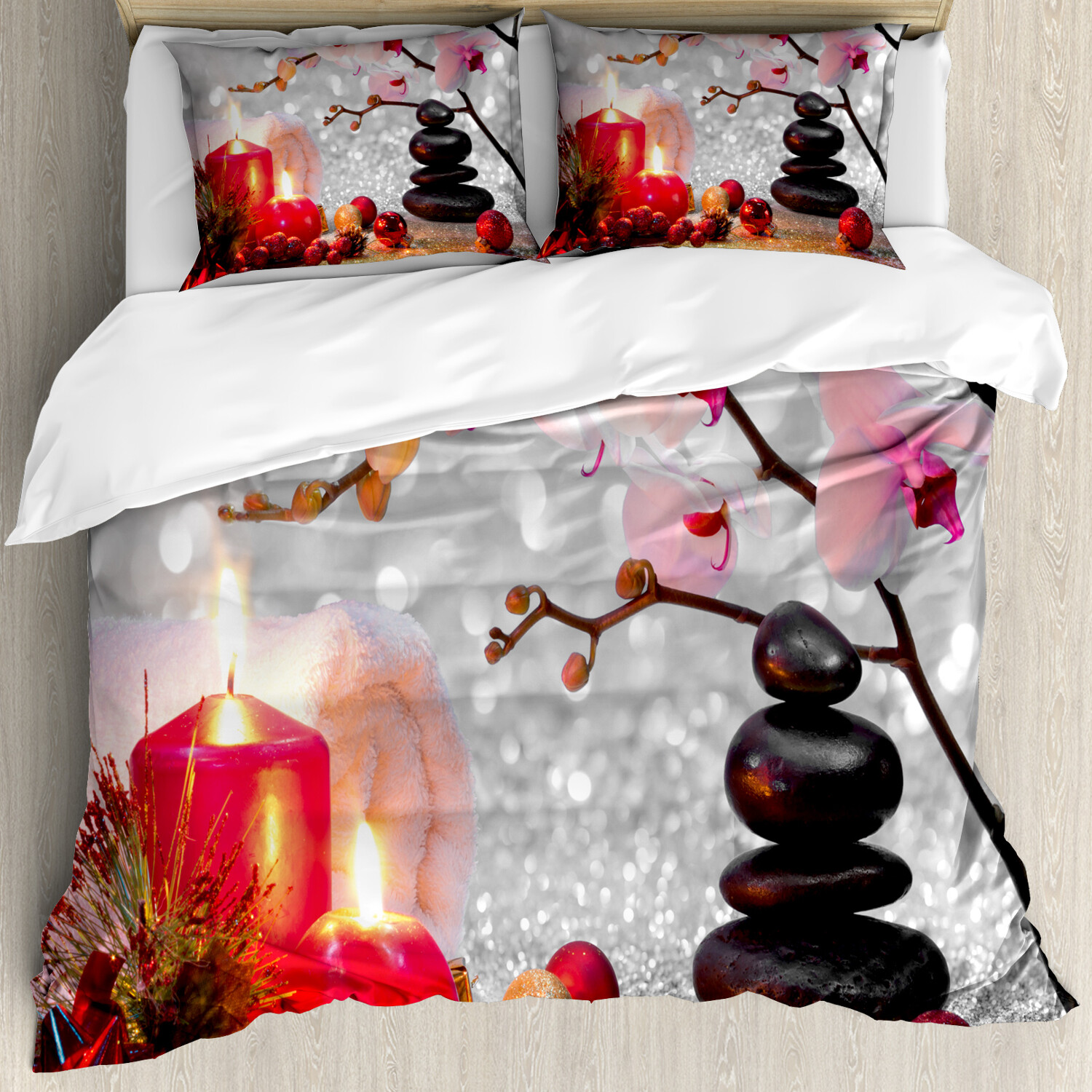 Weihnachten Bettwäsche Set Winter-Orchideen-Stein