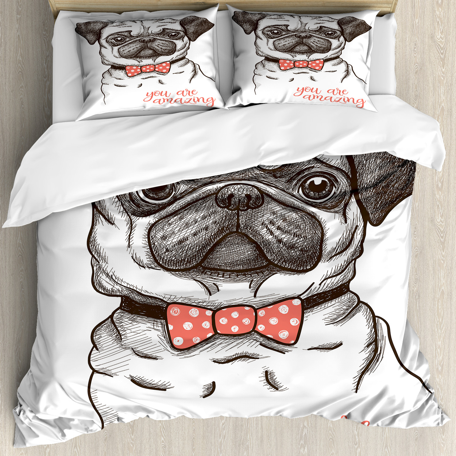 Mops Bettwäsche Set Porträt einer Hundekarikatur - Bild 4 von 7