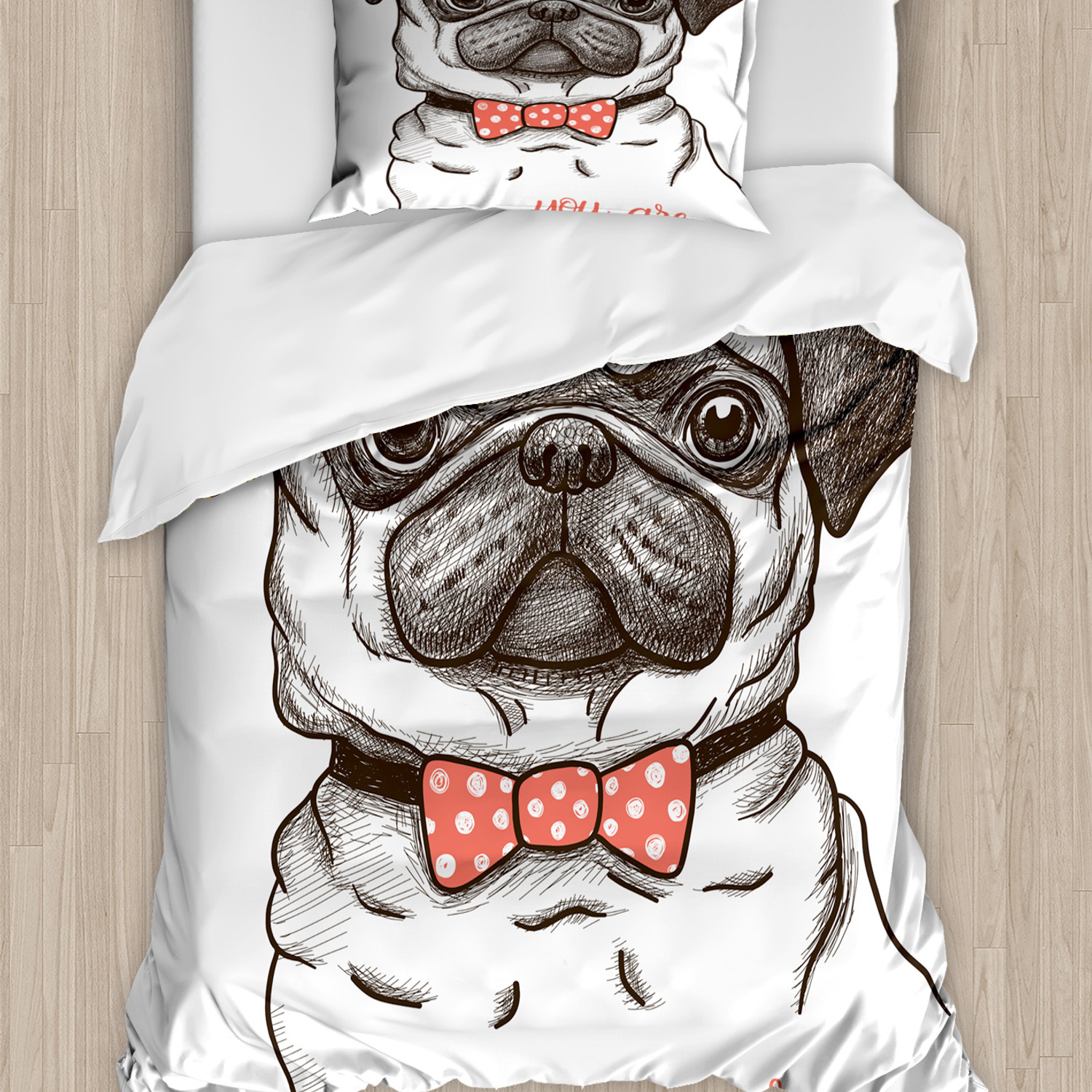 Mops Bettwäsche Set Porträt einer Hundekarikatur - Bild 2 von 7