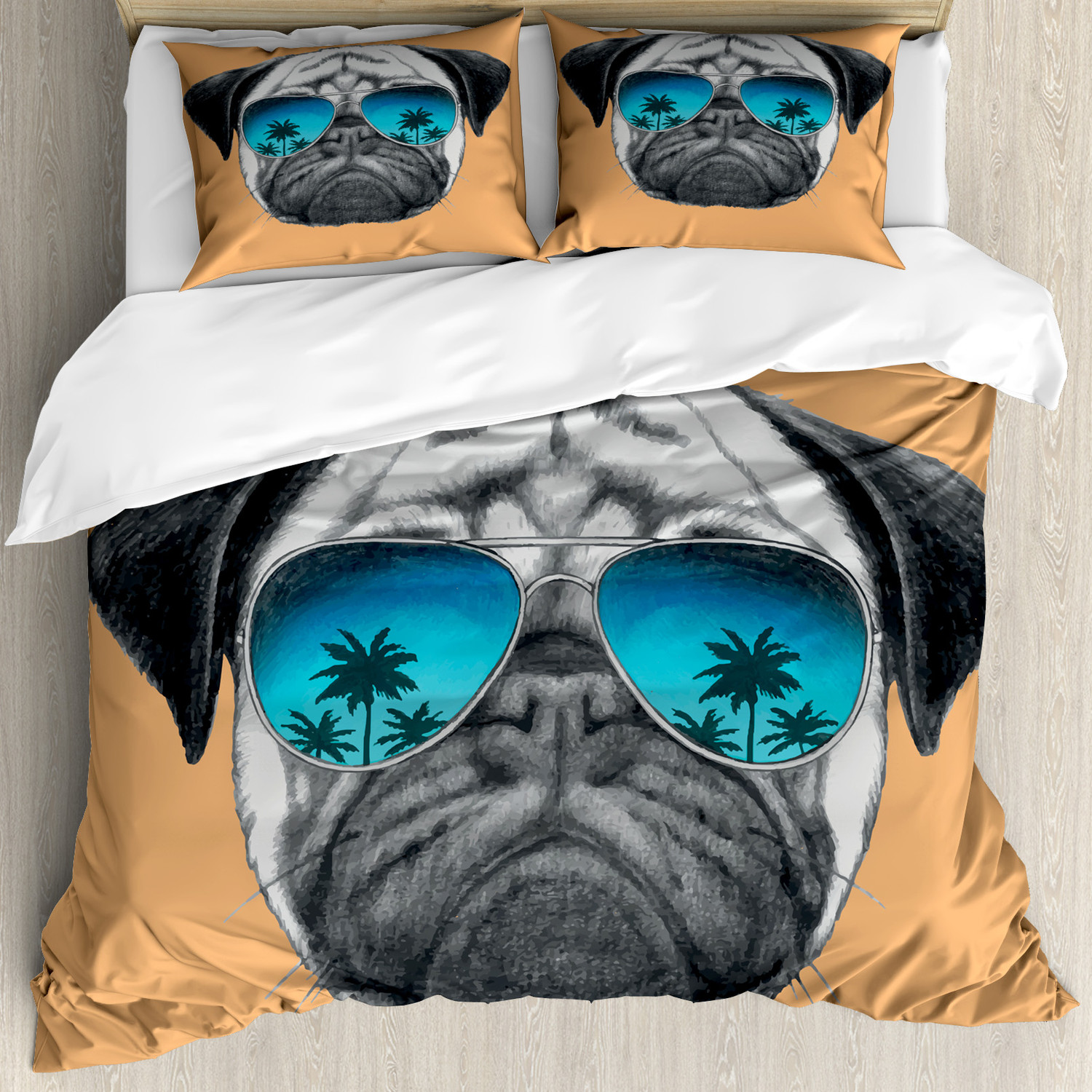Mops Bettwäsche Set Hund und stilvolle Sonnenbrille - Bild 4 von 7