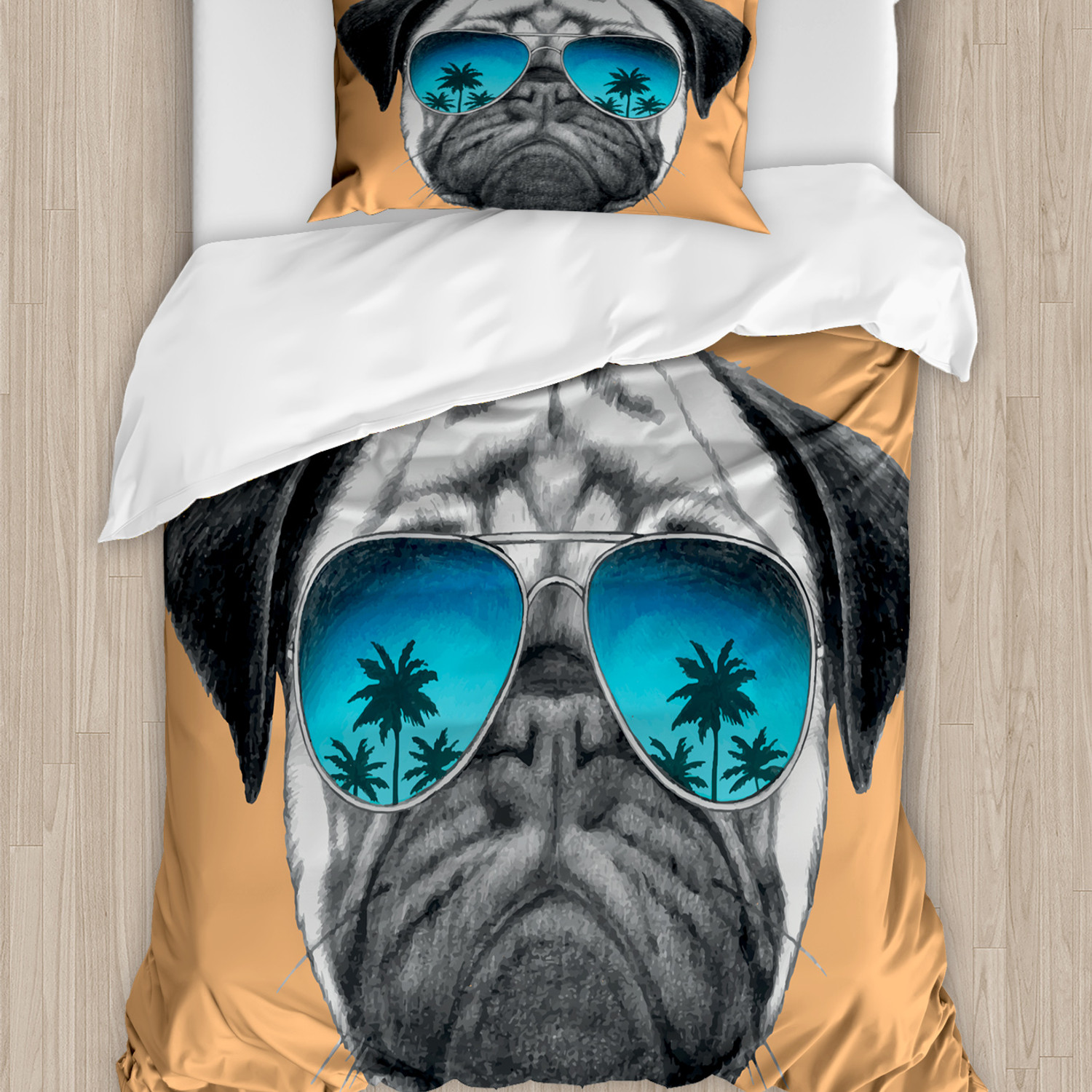 Mops Bettwäsche Set Hund und stilvolle Sonnenbrille - Bild 2 von 7