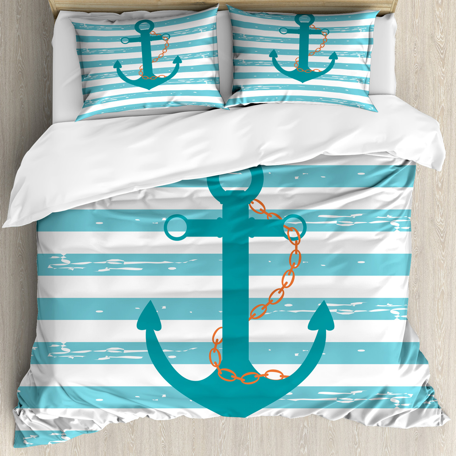 Teal Bettwäsche Set Schiff Anker Marine Life - Bild 4 von 7