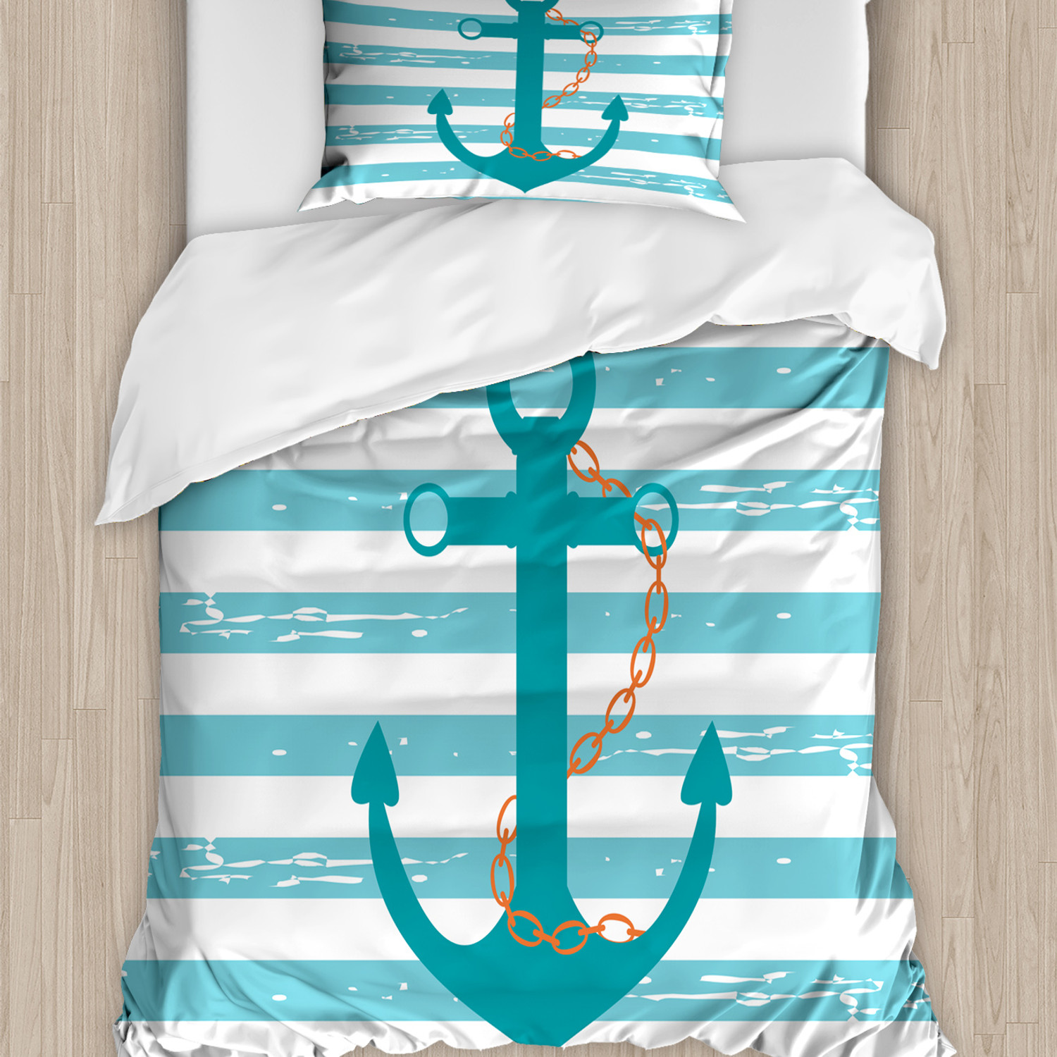 Teal Bettwäsche Set Schiff Anker Marine Life - Bild 2 von 7