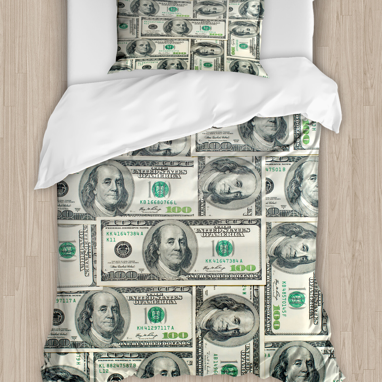 Geld Bettwäsche Set Rechnungen mit Ben Franklin