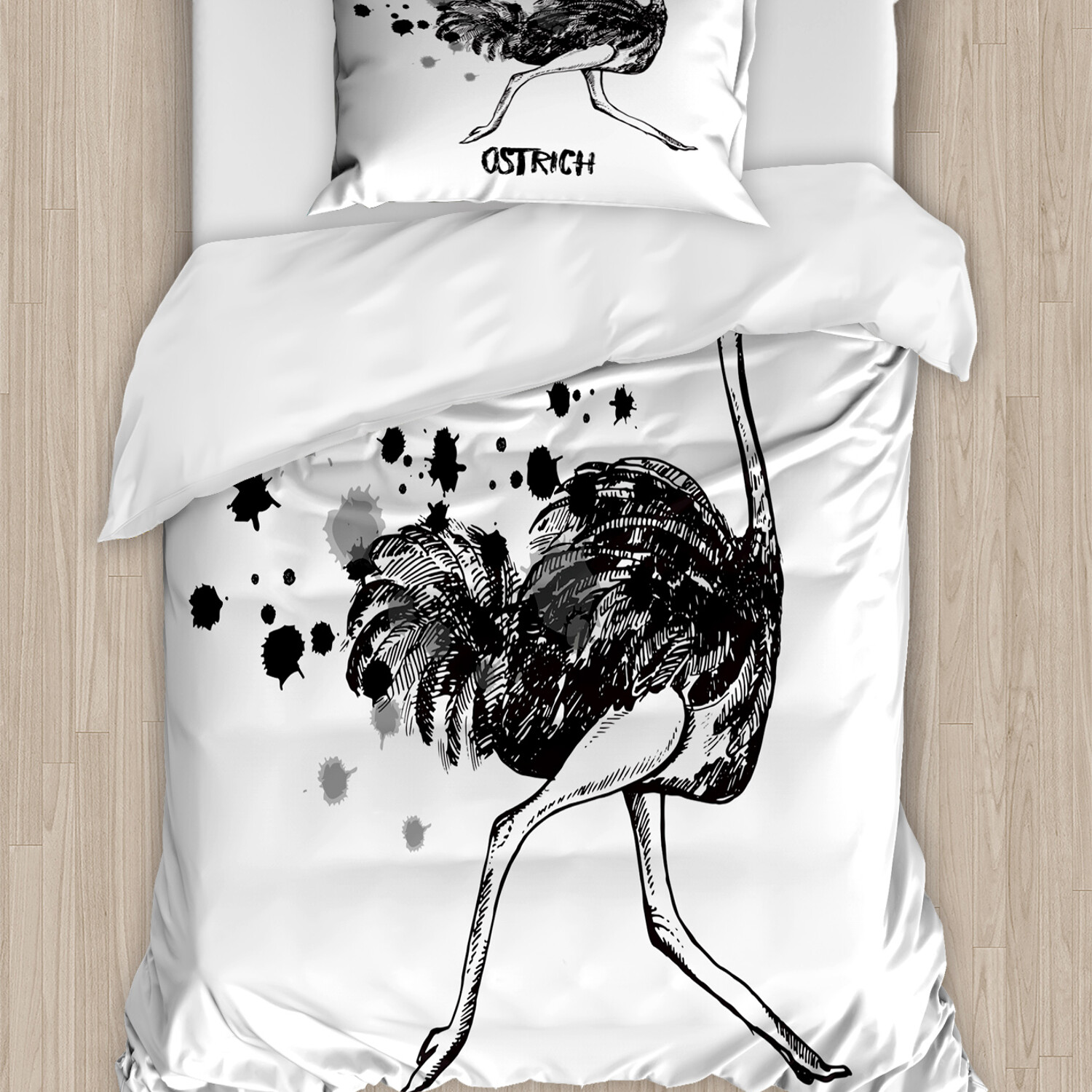 Strauß Bettwäsche Set Minimalist Aquarell-Vogel