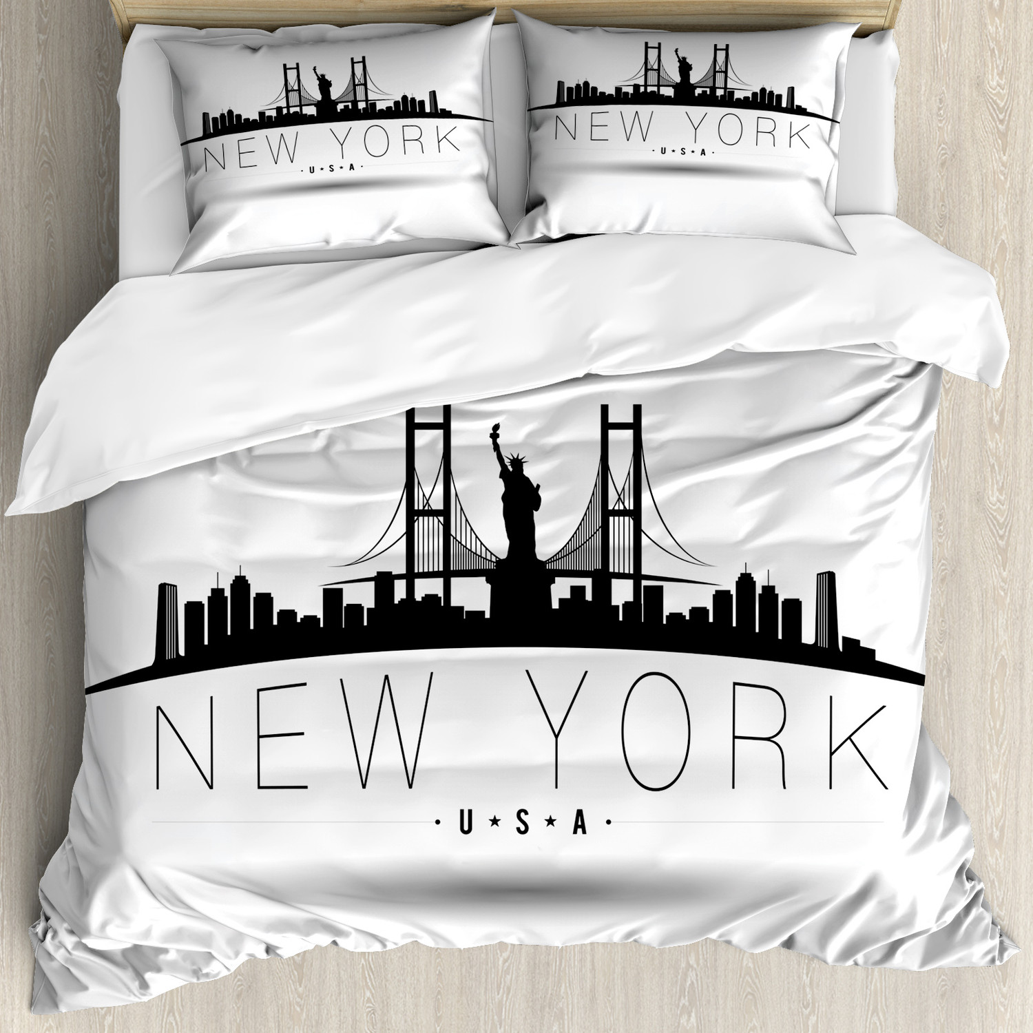 NYC Bettwäsche Set Sehenswürdigkeiten New York USA Wording - Bild 4 von 7