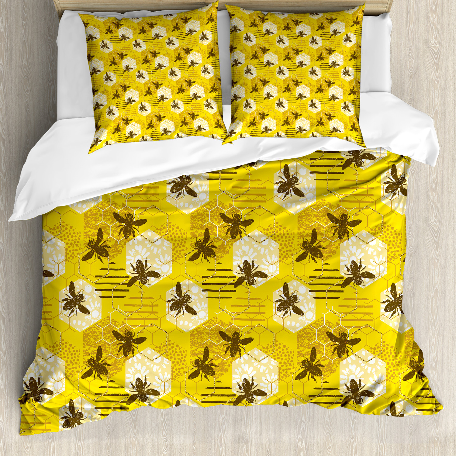 Biene Bettwäsche Set Patchwork-Blumenelemente Weicher Microfaserstoff - Bild 3 von 4