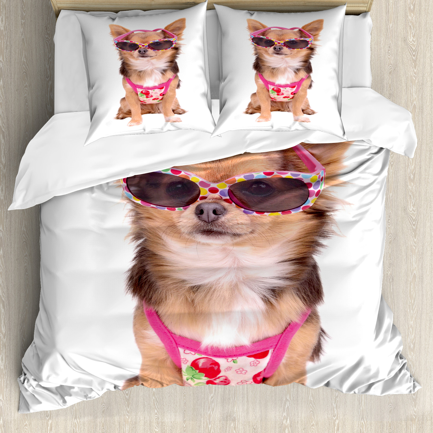 3D-Bettwäsche - Chihuahua-Hund im Rock - 135x200 - 3-teilig