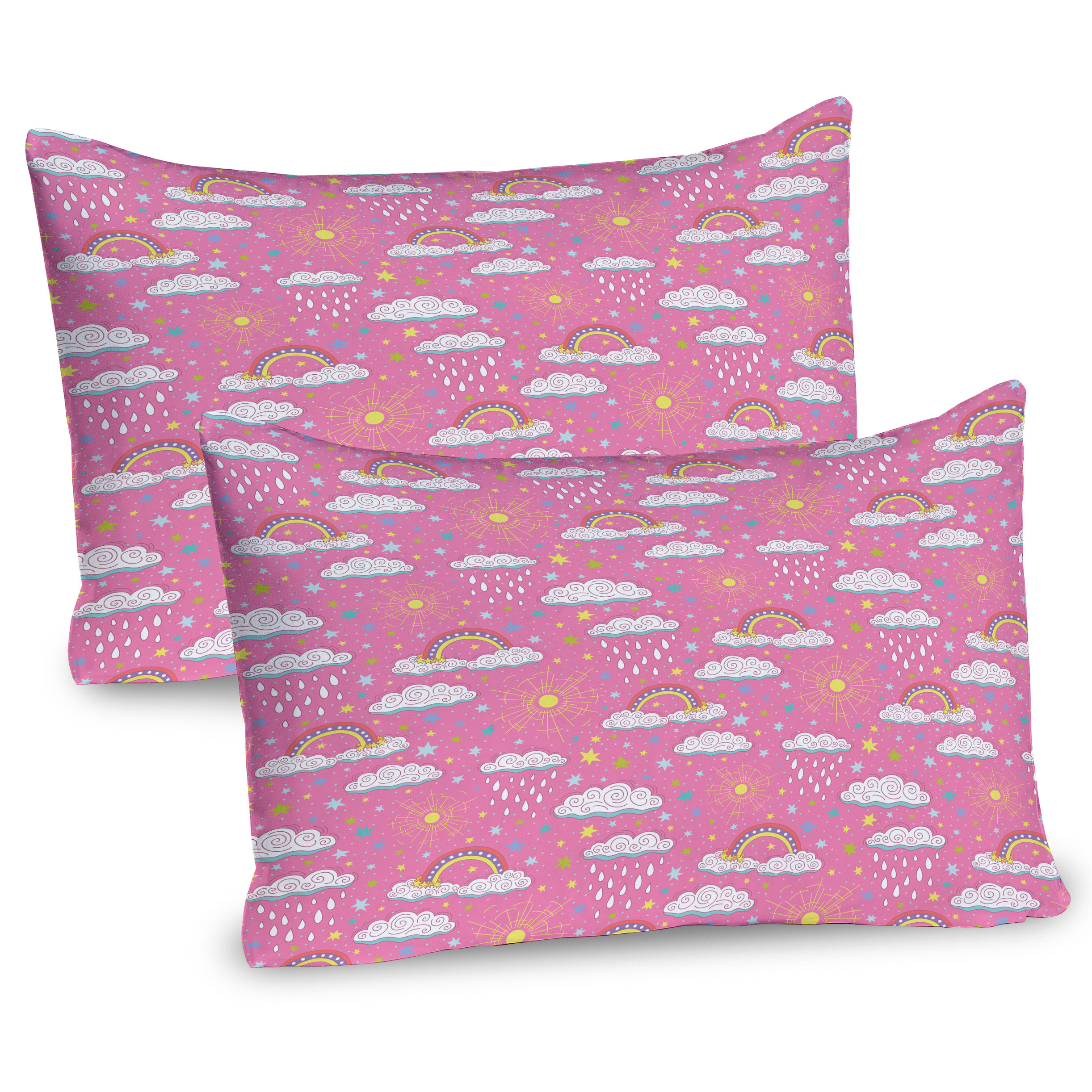 Kissenbezug 40x80 Cm 2er Set - Bunte Regenbogen-Streifen | 100% Mikrofaser, Weich & Hypoallergen | Mit Reißverschluss